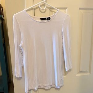 Adrienne Vittadini Classic White Long Sleeve Top